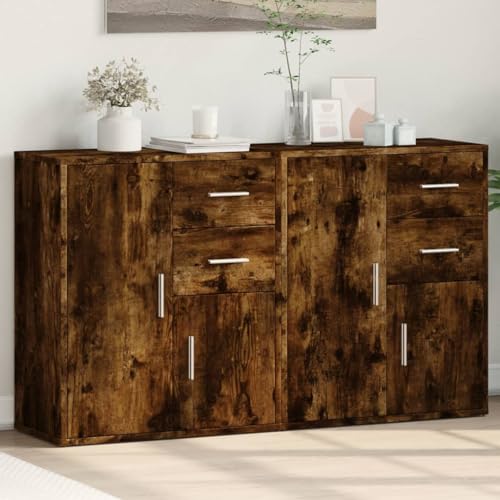 Schränke & Aufbewahrung-Buffets & Sideboards Sideboards 2 Stück Räuchereiche 60x31x70cm Holzwerkstoff von LLEZKBR