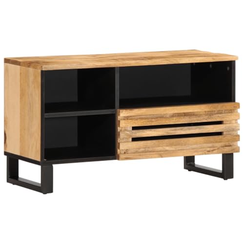 Schränke & Aufbewahrung-Media Aufbewahrungsschränke & Racks-TV-Schrank 80x34x46 cm Massivholz Rau Mango von LLEZKBR