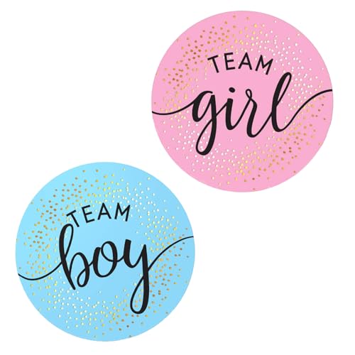 144 Stück Boy or Girl Baby Party Dekoration Gender Reveal Party Boy Or Girl Deko Sticker Runde Team Boy und Team Girl Labels mit Goldfolie für Baby Geschlecht Verkünden Partys und Baby Showers von LLGSDLL