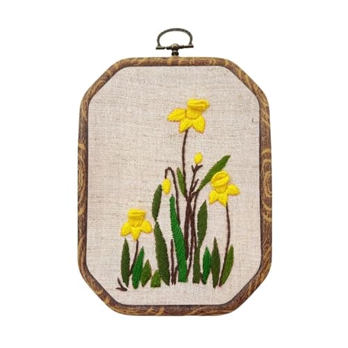 LLHCF Stickrahmen-Anleitung (evtl. nicht in deutscher Sprache), Stickstoff, Nähgarn und Nadel, Blumenstickerei-Set für Anfänger, 10,9 x 15,2 cm von LLHCF