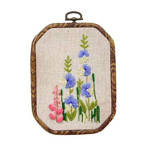 LLHCF Stickrahmen-Anleitung (evtl. nicht in deutscher Sprache), Stickstoff, Nähgarn und Nadel, Blumenstickerei-Set für Anfänger, 10,9 x 15,2 cm von LLHCF