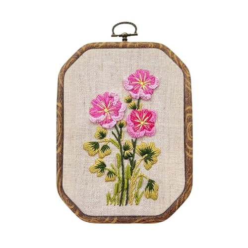 LLHCF Stickrahmen-Anleitung (evtl. nicht in deutscher Sprache), Stickstoff, Nähgarn und Nadel, Blumenstickerei-Set für Anfänger, 10,9 x 15,2 cm von LLHCF