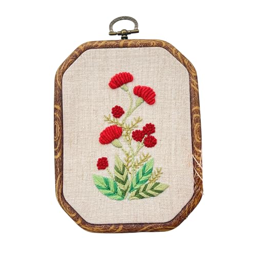 LLHCF Stickrahmen-Anleitung (evtl. nicht in deutscher Sprache), Stickstoff, Nähgarn und Nadel, Blumenstickerei-Set für Anfänger, 10,9 x 15,2 cm von LLHCF