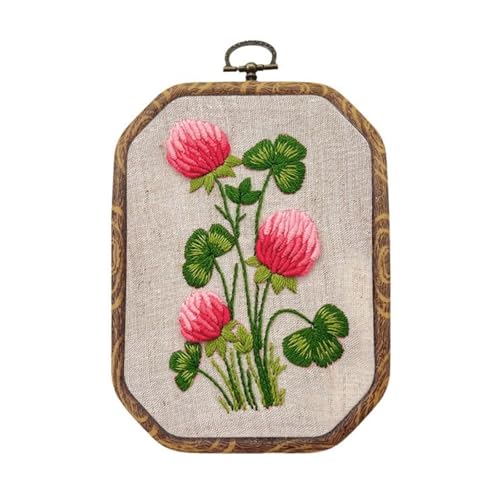 LLHCF Stickrahmen-Anleitung (evtl. nicht in deutscher Sprache), Stickstoff, Nähgarn und Nadel, Blumenstickerei-Set für Anfänger, 10,9 x 15,2 cm von LLHCF