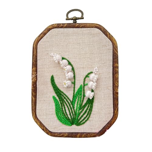 LLHCF Stickrahmen-Anleitung (evtl. nicht in deutscher Sprache), Stickstoff, Nähgarn und Nadel, Blumenstickerei-Set für Anfänger, 10,9 x 15,2 cm von LLHCF