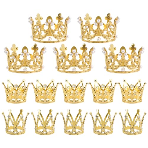 LLMSIX 15 Stück Krone Cake Topper Hochzeit，Krone Tortendeko Prinzessin Wiederverwendbare 3 Größen Mini Gold Prinzessin Geburtstag Deko für Hochzeiten, Geburtstage, Feiern von LLMSIX