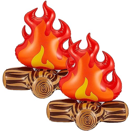 LLMSIX 2 Stück Künstliches Feuer，Lagerfeuer Aufblasbar 30cm 3D Lagerfeuer Herzstück Künstliches Feuer Aufblasbare Party Dekoration Lagerfeuer Für Wildnis Lagerfeuerpartys Camping von LLMSIX