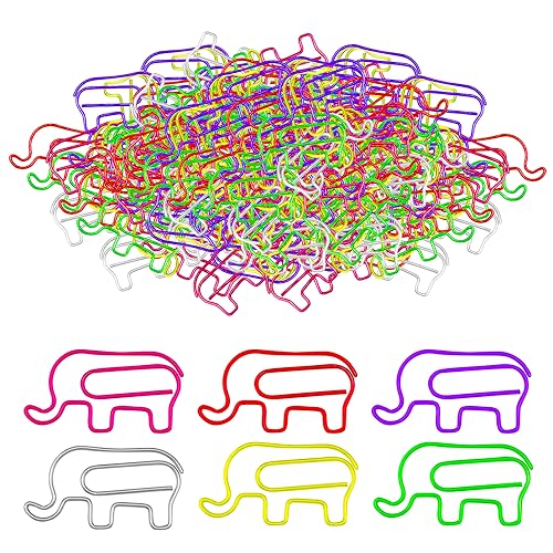 LLMSIX 60pcs Elephant Paper LLMSIX 60 Stück Büroklammern，Büroklammern Motiv Elefant 6 Farben Elefant Papierklammern Metall Büroklammer Büroklammer für Klassenzimmer Büros Dokumente Lesezeichen Poster von LLMSIX