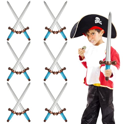 LLMSIX 12 Stück Aufblasbares Schwert, Aufblasbares Piratenschwert 60cm Aufblasbare Spielzeug Schwert Schwimmbad Aufblasbares Schwert für Cosplay Kostümpartys Mottopartys von LLMSIX