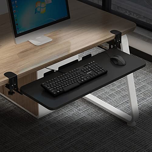 LLMTYO Stanzfreie Tastaturablage, ausziehbare Schreibtischverlängerung, Tastaturplattform für Tastatur und Maus, ergonomische Schreibtischablage, Schwarz/Weiß (Schwarz 52 cm/20,5 Zoll) von LLMTYO