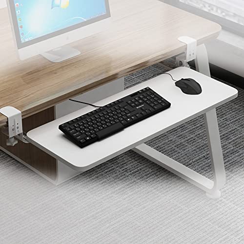 LLMTYO Stanzfreie Tastaturablage, ausziehbare Schreibtischverlängerung, Tastaturplattform für Tastatur und Maus, ergonomische Schreibtischablage, Schwarz/Weiß (Weiß 65 cm) von LLMTYO