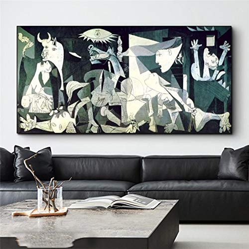 Pablo Picasso Wandkunst Picasso Guernica Gemälde Wrapped Artist Malerei Leinwand Paneele Dekoration Bereit zum Aufhängen 50x100cm (20x39in) mit Rahmen von LLNN