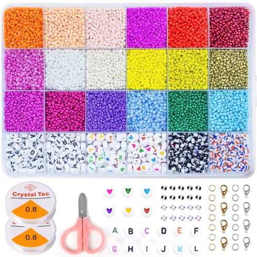 Perlen Set,27000Stk Perlenset,2mm Glasperlen zum Auffädeln Erwachsene mit Bunte Alphabet Beads,Buchstabenperlen,Perlen für DIY Basteln Armbänder,Schmuck,Ketten Selber Machen,Perlen zum Auffädeln von LLNRC