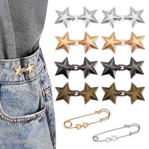 10 Stück Näh-Clips Hosen-Taillenspanner Stern Knöpfe Pins für lose Jeans Wiederverwendbare Taillenspanner für Hosen Frauen Cinch-Clips für Frauen Kleidung Kleider Röcke Kein Nähen Dekoration Zubehör von LLOUSSAK