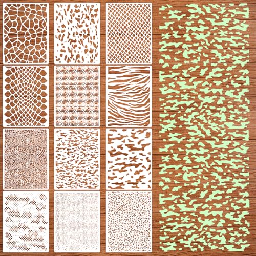 12 Schablonen zum Malen, Camouflage-Schablonen für Sprühfarbe, Camouflage-Schablonen zum Basteln, wiederverwendbar, Camouflage-Sprühfarb-Schablonen für Holz, Leinwand, Stoff, Metall, DIY Handwerk (29 von LLOUSSAK