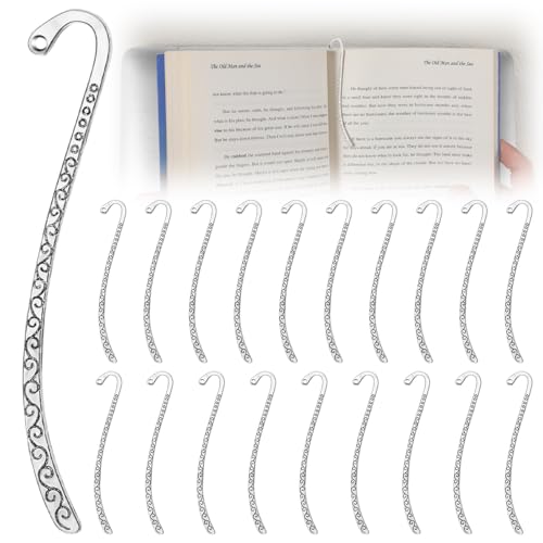 20 Stück Metall Lesezeichen Haken, Vintage Lesezeichen Silber Geprägte Lesezeichen Geschnitzte Bookmark mit Löchern für Buch-Lese-Marker Handgefertigte Accessoires Buchliebhaber Geschenke von LLOUSSAK