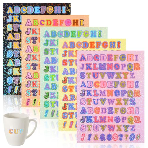 25 Blatt Buchstaben Aufkleber, Selbstklebende Alphabet Aufkleber Wasserfeste Sticker Buchstaben Bunt Klebebuchstaben für Kinder DIY Scrapbooking Briefkasten-Marker Tasse dekorative Kunst von LLOUSSAK