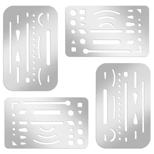 4 Stück Radiergummi-Schilder aus Edelstahl, langlebige Zeichenwerkzeuge, vielseitiges Radierschild für Ingenieur-Zeichenwerkzeug, präzise gelöscht von LLOUSSAK