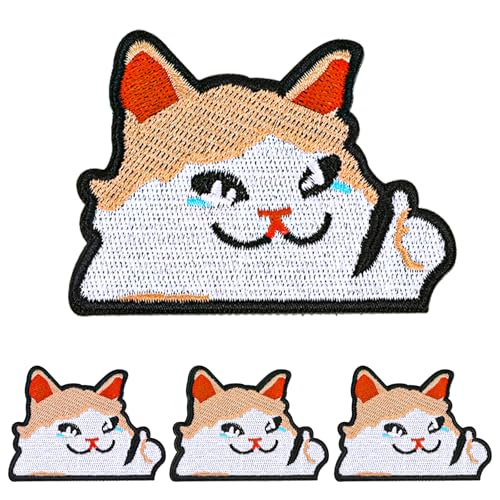 4 x lustiger Aufnäher mit Aufschrift "Cry Cat", bestickter Aufnäher für Hundegeschirr, zum Aufbügeln für Rucksäcke, niedliche Katze, Meme-Aufnäher für taktische Rucksäcke, Kleidung von LLOUSSAK