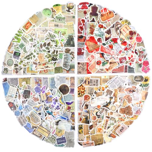 400 Stück Vintage Stickers, ästhetische Aufkleber selbstklebende Fotoalbum Aufkleber Wasserfeste Scrapbooking-Aufkleber für Wasserflaschen Notizbücher Gepäck DIY Basteln Aesthetic Deko von LLOUSSAK