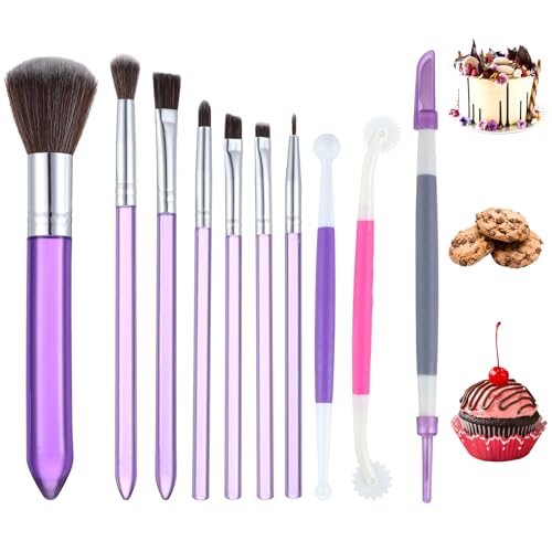 LLOUSSAK 10 Stück Kuchen Fondant Bürsten Set, Kuchen Malerei Pinsel Lebensmittel Pinsel Kuchen Backpinsel Kuchen Bürsten Backen Pinsel für DIY 3D Dekoration Kuchen Kekse und Desserts von LLOUSSAK