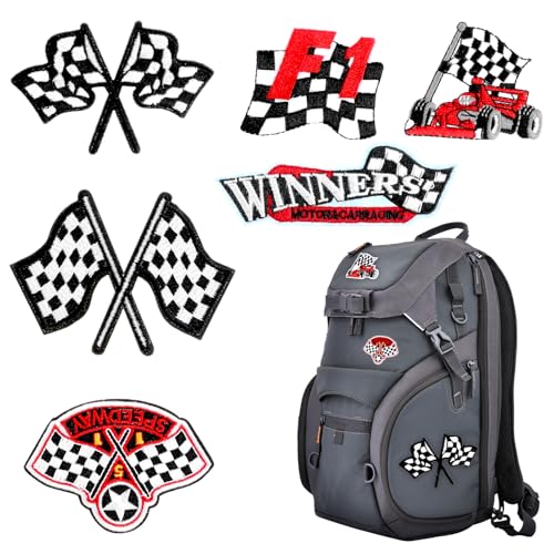 LLOUSSAK 6 Stück F1 Cars Bügelflicken, Renn-Patches, Lightning-Flicken, Ferrari-Patch, bestickt, zum Aufbügeln für Jacken, Jeans, Hüte, Taschen, DIY Bastelprojekte von LLOUSSAK