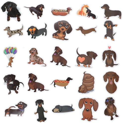 LLOUSSAK 60 Stück Dackel Aufkleber, PVC wasserdichte Hund Sticker Niedliche Dackel Aufkleber Kawaii Hund Aufkleber für Handytasche Laptop DIY dekorative Scrapbooking von LLOUSSAK