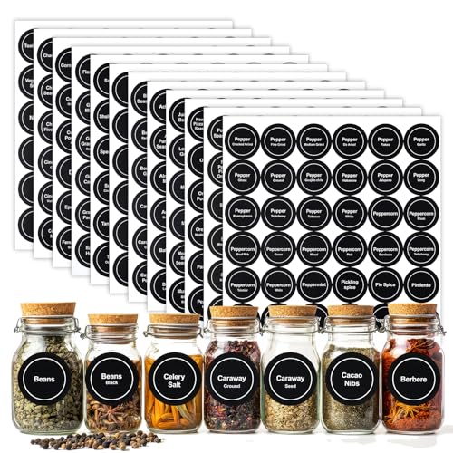 Selbstklebende Gewürz Etiketten, 432 Stück Spice Labels Gewürzetiketten Gewürzgläser Etiketten Aufkleber Wasserfeste Küchen Gewürzaufkleber für Gläser,Marmeladengläser,Gewürzgläser von LLOUSSAK