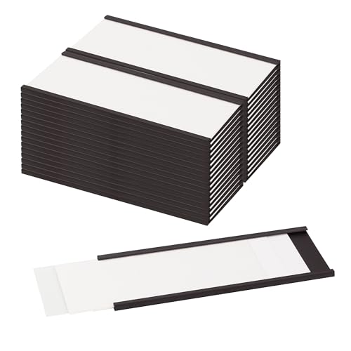 LLPT Magnetische Etikettenhalter | Beschreibbare Magnet-Etiketten für Schule Büro Whiteboards Kühlschränke Magnettafeln (MH41626) | 26 Stück | 40MM x 100MM von LLPT