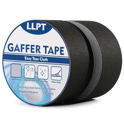 LLPT Panzertape | Schwarzes Hochleistungs-Gaffing-Klebeband | Matt nicht reflektierend leicht abreißbar rückstandsfrei | für Kabelfotografie (PGT515P2BK) | 2 Packungen | 50 mm x 15 m von LLPT