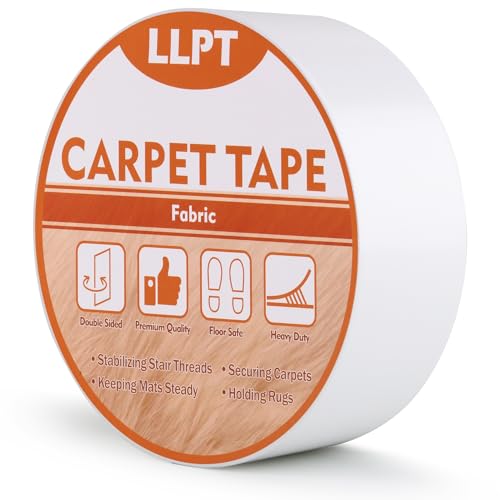 LLPT Teppich-Klebeband Doppelseitig | Rückstandsfreies Strapazierfähiges Entfernbares Einfacher Gebrauch Stark Haftendes Teppich Klebeband | für Laminat Hartholzböden (DCT527P1) | 50 mm x 27 m von LLPT