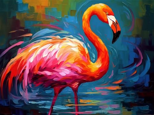 Malen Nach Zahlen Erwachsene Flamingo, Paint by Numbers Malen Nach Zahlen Vogel, DIY Handgemalt Ölgemälde Leinwand Kits Mit Pinseln und Acrylfarbe für Anfänger Wand Dekor 120x80cm (rahmenlos) -PT568 von LLWYH