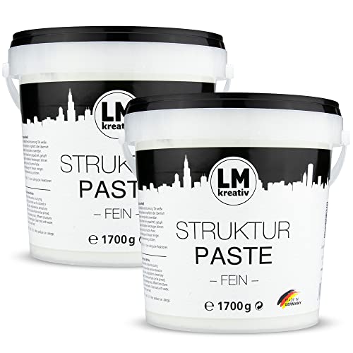 LM Strukturpaste fein 2 x 1,7 kg | Texture Paste | Strukturpaste für Acrylmalerei | Strukturpaste Leinwand | Spachtelmasse Acrylmalerei | Impasto | Flächenspachtelmasse von LM-Kreativ