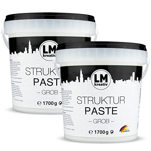 LM Strukturpaste grob 2 x 1,7 kg | Texture Paste | Strukturpaste für Acrylmalerei | Strukturpaste Leinwand | Spachtelmasse Acrylmalerei | Impasto | Flächenspachtelmasse von LM-Kreativ