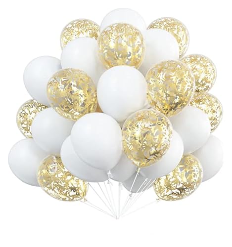 25,4 cm große, goldfarbene Konfetti-Luftballons, Latex-Ballon, Babyparty, Globos, für Erwachsene, Jahrestag, Hochzeit, Geburtstag, Party-Dekoration (20 Stück) von LMDO