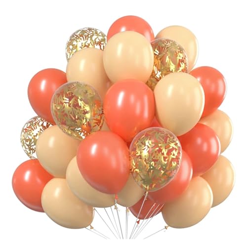 25,4 cm große, goldfarbene Konfetti-Luftballons, Latex-Ballon, Babyparty, Globos, für Erwachsene, Jahrestag, Hochzeit, Geburtstag, Party-Dekoration (Orange, 30 Stück) von LMDO