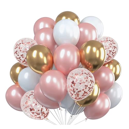 25,4 cm große, goldfarbene Konfetti-Luftballons, Latex-Ballon, Babyparty, Globos, für Erwachsene, Jahrestag, Hochzeit, Geburtstag, Party-Dekoration (Roségold, 30 Stück) von LMDO