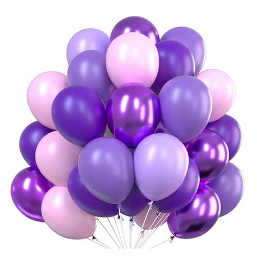 25,4 cm große, goldfarbene Konfetti-Luftballons, Latex-Ballon, Babyparty, Globos, für Erwachsene, Jahrestag, Hochzeit, Geburtstag, Party-Dekoration (lila, 30 Stück) von LMDO