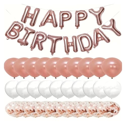 43-teiliges "Happy Birthday"-Luftballons, 40,6 cm, Folien-Buchstabenballon, 30,5 cm, Konfetti-Latex-Ballon für Geburtstagsparty-Dekoration (Roségold) von LMDO