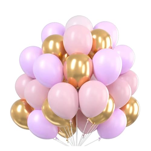 Goldfarbene Konfetti-Luftballons, Latex-Ballon, Babyparty, Globos, für Erwachsene, Jahrestag, Hochzeit, Geburtstag, Party-Dekoration (Macaron, Violett, 30 Stück) von LMDO