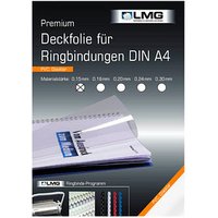 LMG Deckfolien für Bindemappen PREMIUM transparent, DIN A4 0,15 mm, 100 St. von LMG