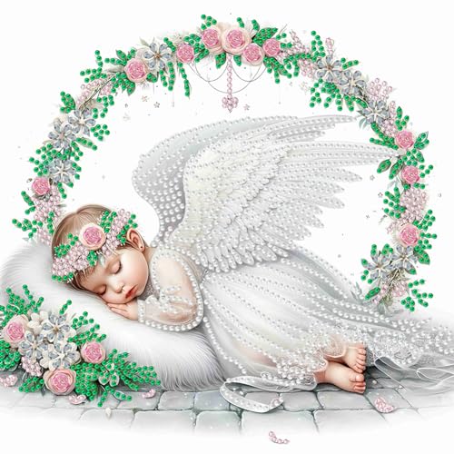 LMIX Angel Diamond Painting Kits für Erwachsene, Teilbohrer Diamant Punkte Gemälde für Anfänger, 5D Malerei mit Diamanten Bilder DIY Handwerk Kits von LMIX