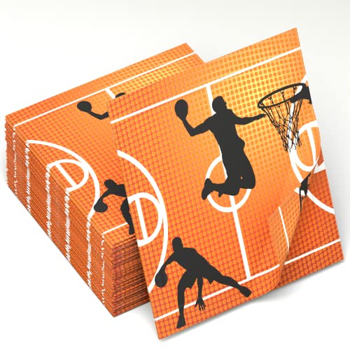 LMJUNZZ 120 Stück Basketball Party Servietten Basketball Geburtstag Party Einweg-Papierservietten Sport Party Mittagessen Servietten Zubehör Dekoration Set von LMJUNZZ