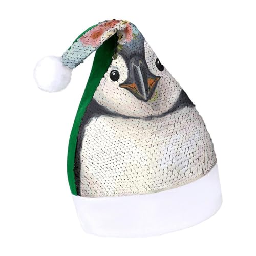 LMNGH Weihnachtsmütze, Uni, Erwachsene, Plüschmütze, Pinguin mit Blumen, Weihnachtsmannmützen für Party, Urlaub von LMNGH