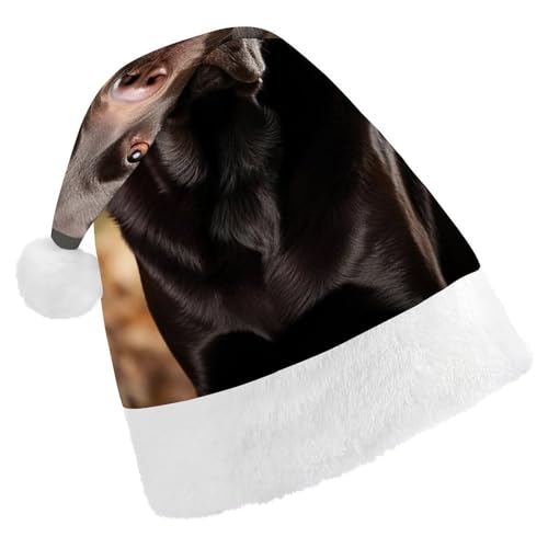 LMNGH Weihnachtsmütze, Unisex, Erwachsene, Plüsch, Weihnachtsmütze, Labrador, Retriever, Weihnachtsmannmützen für Party, Urlaub von LMNGH