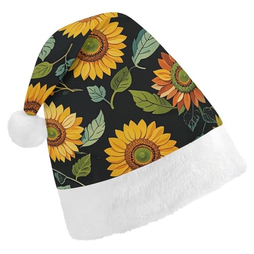 LMNGH Weihnachtsmütze, Unisex, Erwachsene, Plüsch, Weihnachtsmütze, Sonnenblume, Weihnachtsmannmützen für Party, Urlaub von LMNGH