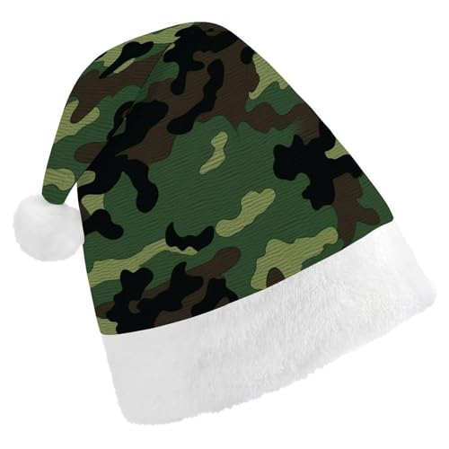 LMNGH Weihnachtsmütze, Unisex, Erwachsene, Plüschmütze, Grün, Militärmuster, Weihnachtsmannmützen für Party, Urlaub von LMNGH