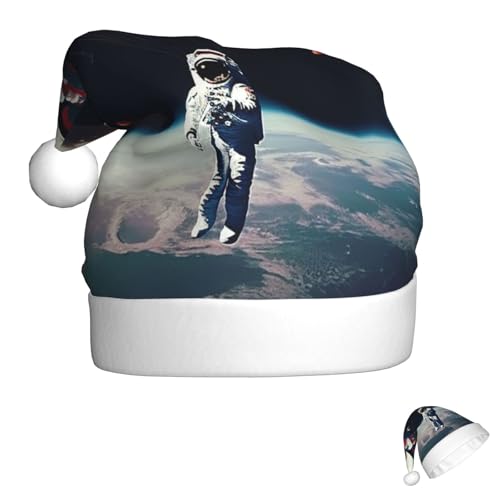 LMNGH Weihnachtsmütze Uni Erwachsene Weihnachtsmütze Plüsch Weihnachtsmützen Astronauten Ballon Sterne Nikolausmützen für Party Urlaub von LMNGH