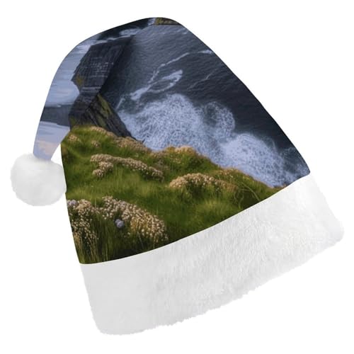 LMNGH Weihnachtsmütze für Erwachsene, Unisex, Plüsch, Weihnachtsmütze, Outdoor, die Klippen, Weihnachtsmannmützen für Party, Urlaub von LMNGH