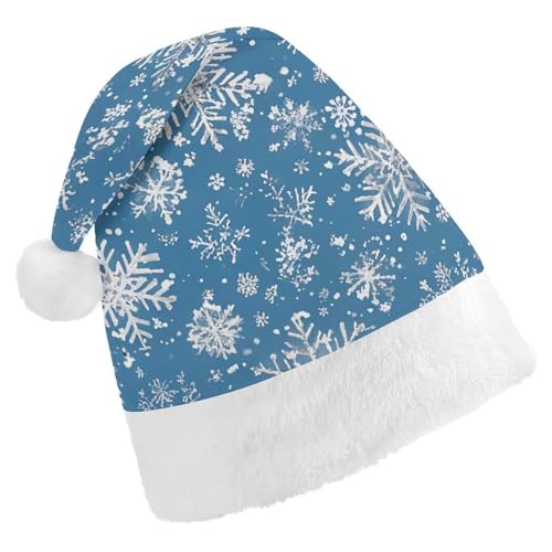 LMNGH Weihnachtsmütze für Erwachsene, Unisex, Plüsch, Weihnachtsmütze, Winter, Schneeflocken, Weihnachtsmannmützen für Party, Urlaub von LMNGH